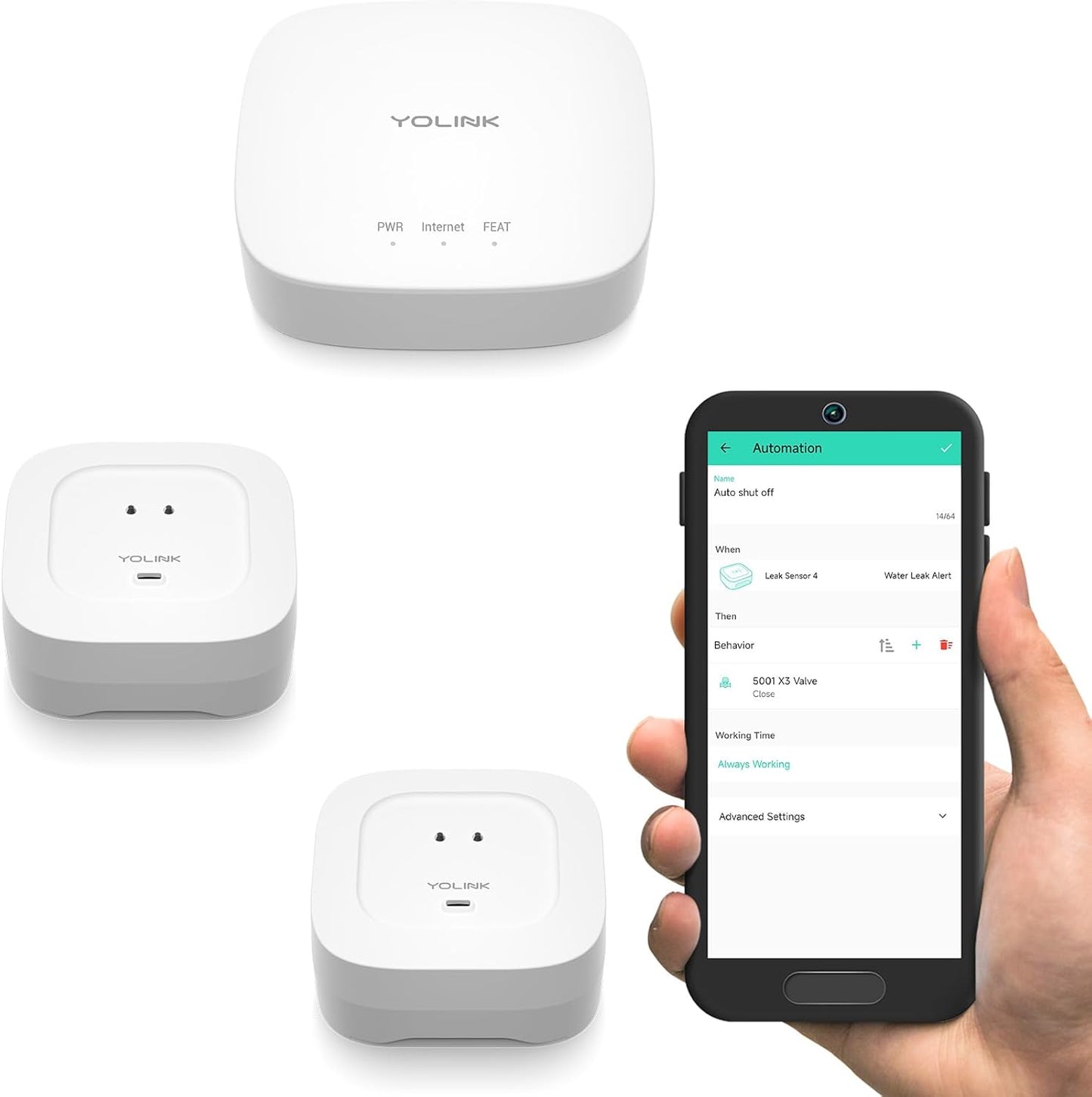 YoLink Water Leak Starter Kit (Hub + 2 Sensors)