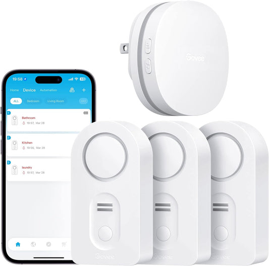 Govee WiFi Water Leak Detector – 3 Pack with Gateway