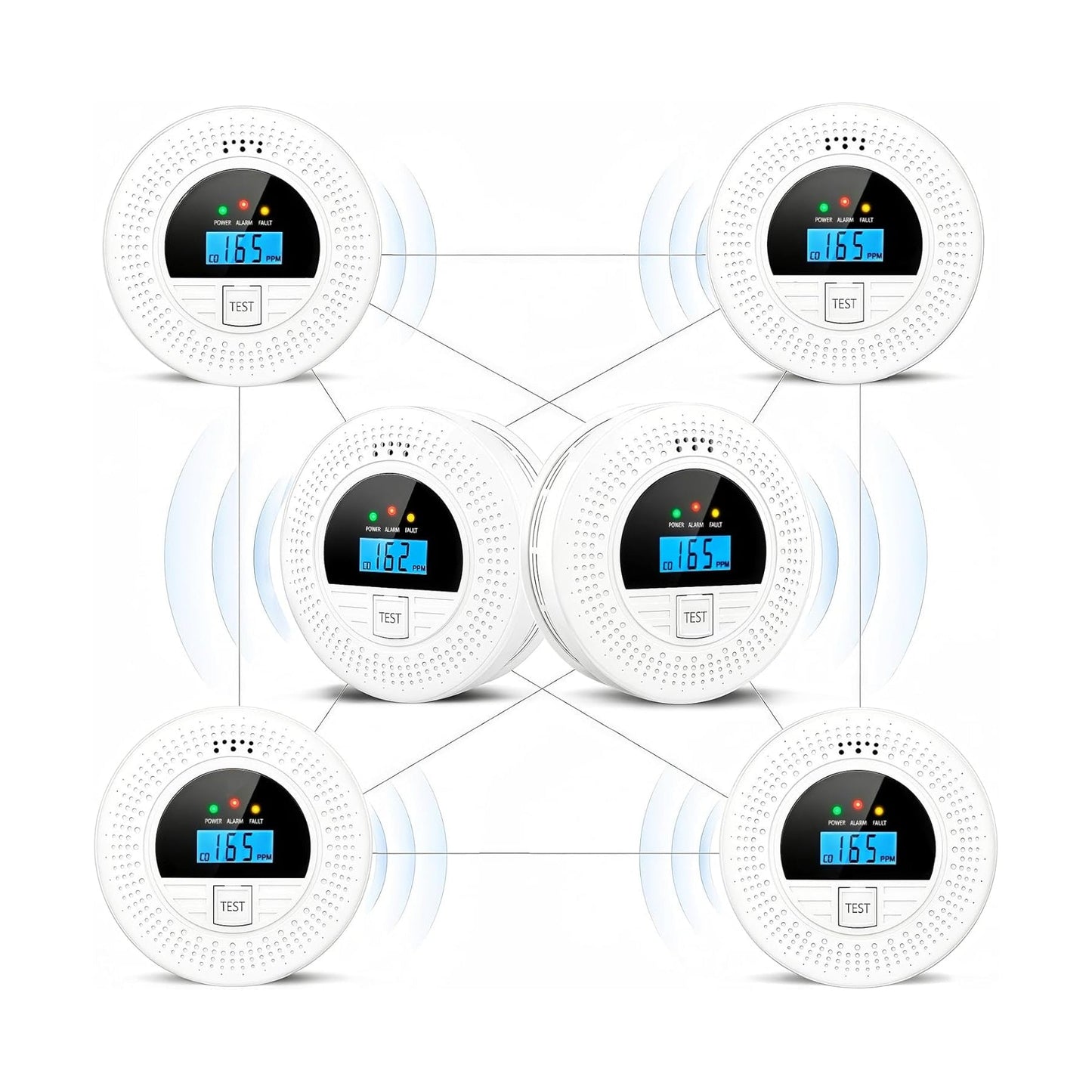 6-Pack Interconnected Smoke & Carbon Monoxide Detectors
