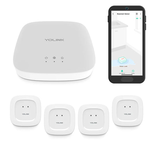 YoLink Water Leak Starter Kit (Hub + 4 Sensors)